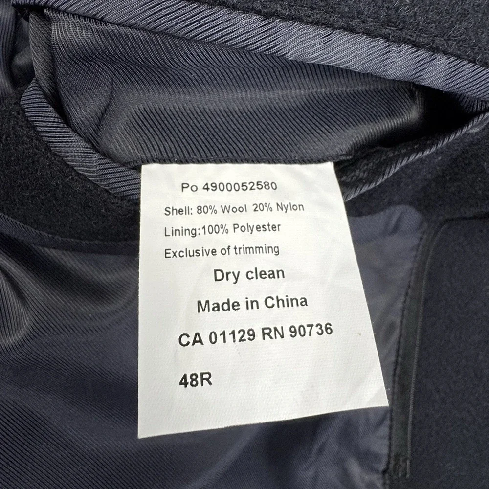 Calvin Klein Wool Blend‎ Overcoat Mens 48R Herringbone Long Coat Preppy Business